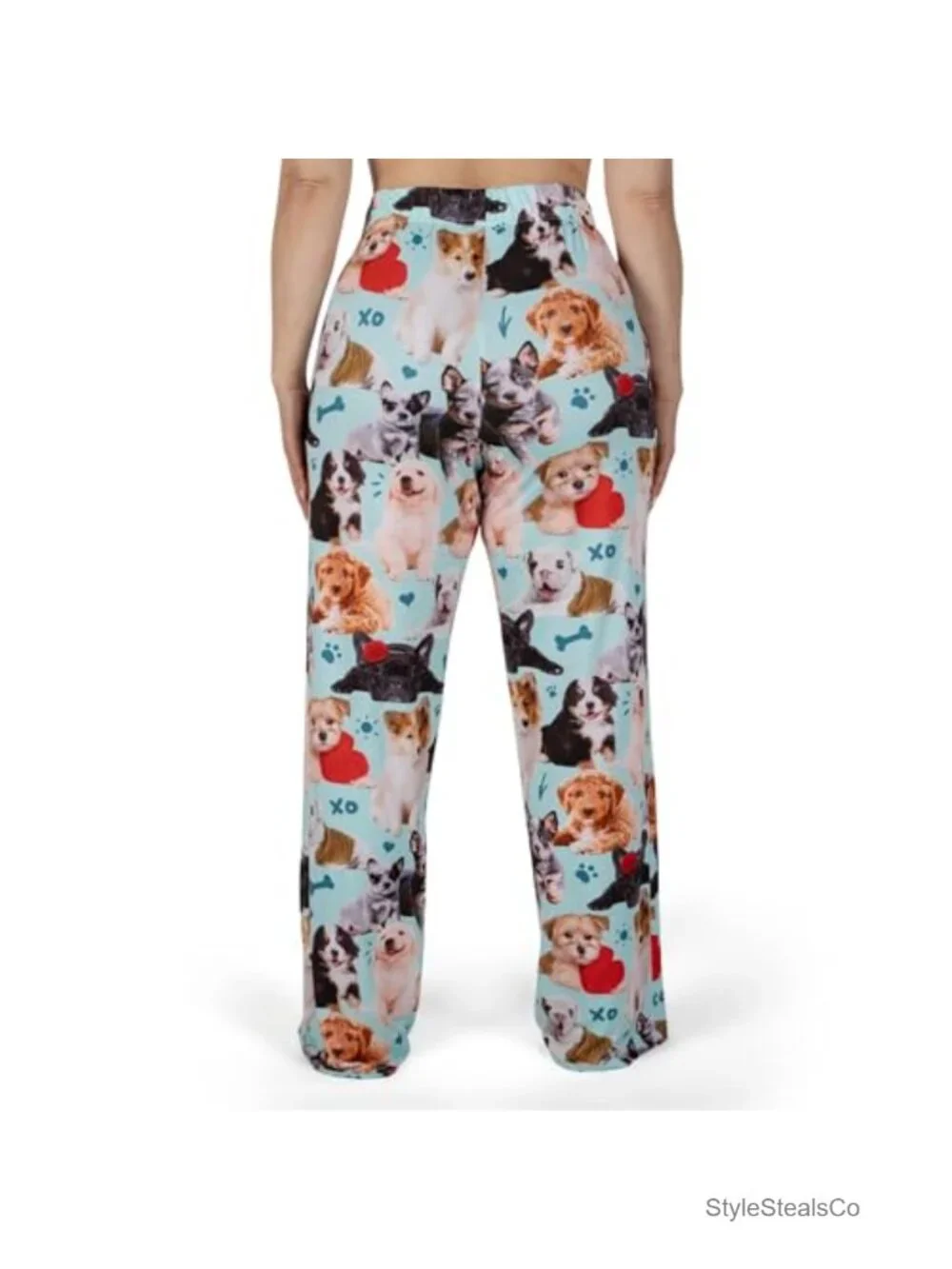 Dog Graphics Lounge Pants Soft Knit Polyester Spandex Wide Leg Pajama Pants